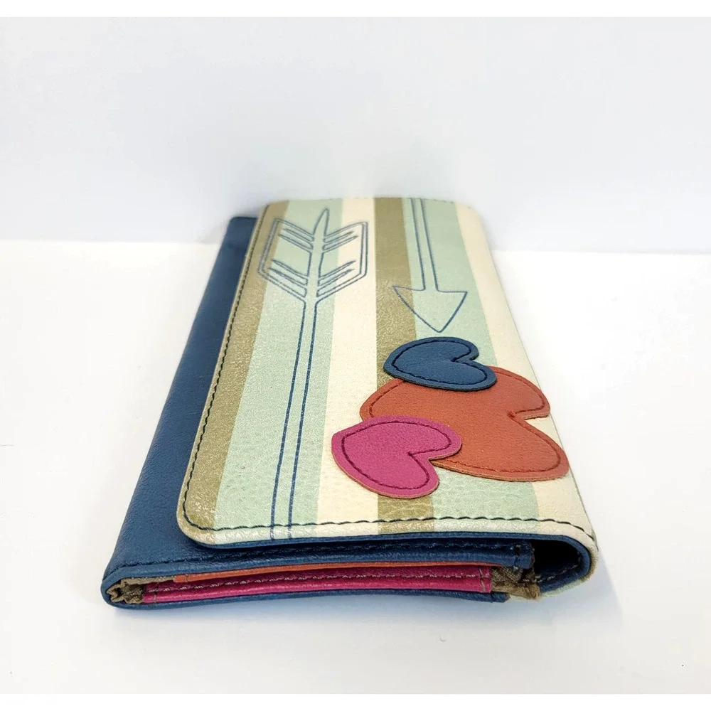 Relic Wallet Womens One Size Multicolor Heart Arrow Checkbook Striped Print Boho